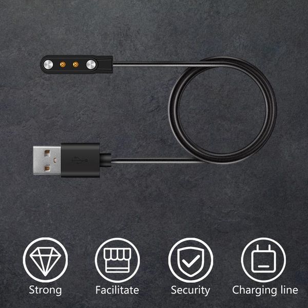 Per la linea di ricarica del cinturino W26 W26+Cavo di carica del magnete orologio intelligente 2PIN USB Power Black Charger Cavo per W26 60 cm