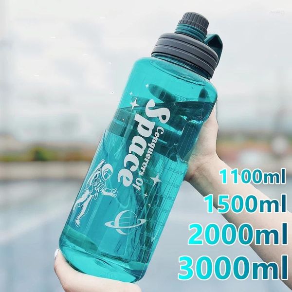 Бутылки с водой 3000 мл 3L 2L 1,5 л.1.1 л. Слишком большие пластиковые пластиковые BPA Бесплатный утечка спортивная фитнес