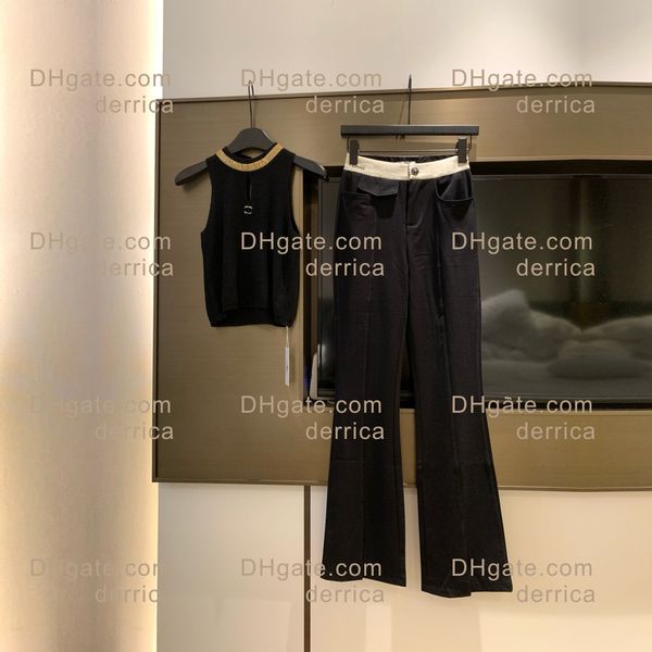 Tasarımcı Kadınlar Set kız elbise takım elbise 2 adet göğüs mektup logo kolsuz yelek ve düz renkli uzun pantolon çoklu ürün