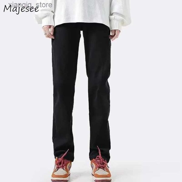 Jeans masculinos American Vintage Jeans for Men Autumn Solid Fashion Vibe High Caist Loose Lowes All-Match Troushers Ulzzang Teens elegante L49