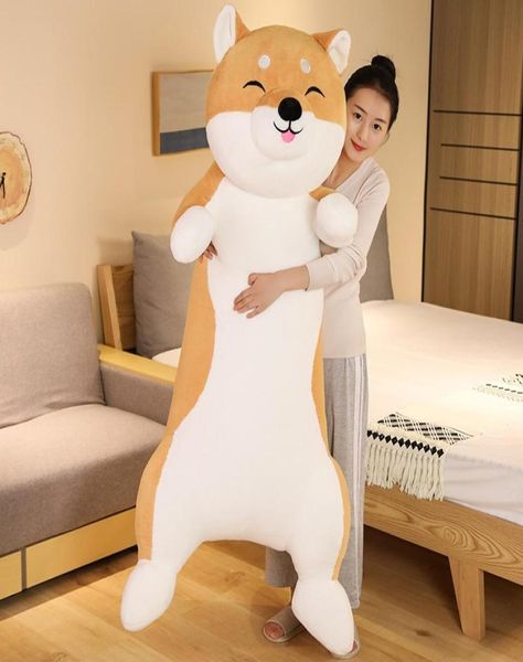 Новая гигантская хаски Husky Plush Toy Giant мягкий мультфильм Shiba inu Dog Doll Girl Sleeplow Mute Gift Decoration 130 см 160 см DY5089998107