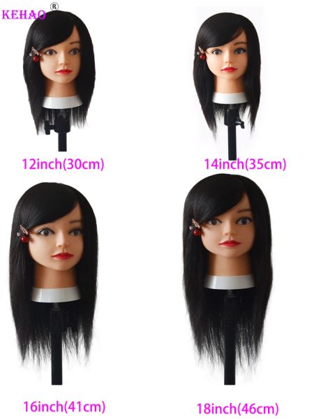 Cabeça feminina de manequim com 100% Remy Human Hair Black para Cabeça Aprendizada Prática de Treinamento da Doll