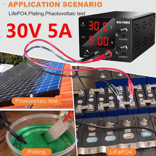 Nuovo alimentatore DC regolabile 30V 5A Digital Lab Banch Source Stabilizer Switching Power AC100-240V per la riparazione di telefoni cellulari