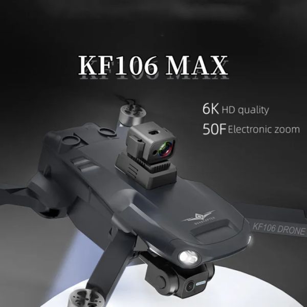 Drones kf106 max threeaxis browless gps drone com câmera dupla hd 2.4g wifi dobrável 3axis gimbal fpv 6k rc quadcopter brinquedo