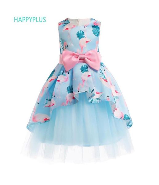 HappyPlus Floral Girl Dress Evening Christmas New Year Children Dress 3 4 5 6 7 8 10 anni Abito Flamingo per Girls Party J190707982533