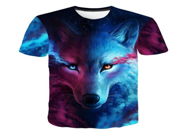 Wolf 3D -Druck T -Shirt Sommer Kurzarm Tee Tops Cool Lustige Tierdruck T -Shirt Casual T -Shirts Männer Kleidung6434643