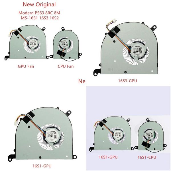 Almofadas de resfriamento de laptop novos fãs originais da CPU GPU para MSI Modern PS63 8rc 8m MS16S1 16S3 16S2 BS5005HSU3J/U3i Drop Drop Delivery Computers OT29A