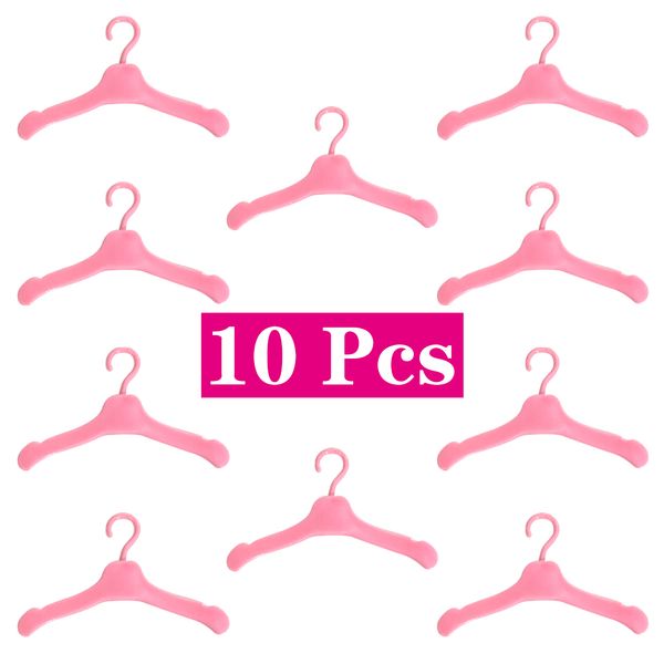 NK Ufficiale 10 pezzi Pink Appendiabiti (accessorio per camera da letto del guardaroba) Accessorio giocattolo Accessorio Minimalist Style Appendiabiti per Barbie Doll Toy