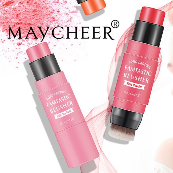 Gesunde Maycheer Creme Blush Stick Kein Pulver, das täglich gemischte Korallenorange Rosenpulver natürliche Rot mit Pinselrouge