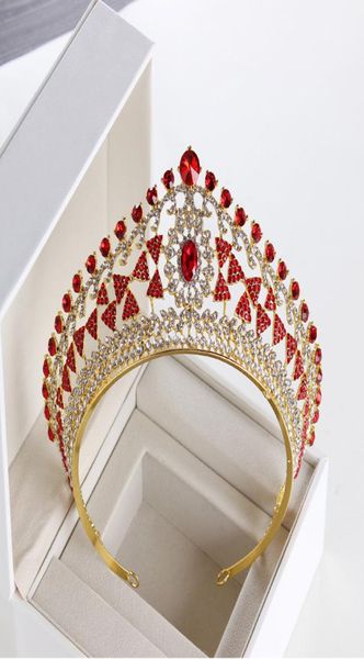 Concurso de tiaras de círculo completo de luxo limpo strass austríaco rei rainha princesa coroas de casamento noivas da coroa da coroa da coroa