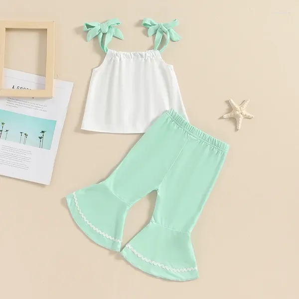 Set di abbigliamento bambine outfit a 2 pezzi Stampa ad albero Trota di leghe a collo maniche quadrate a manica