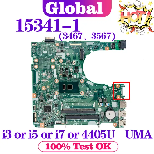 Материнская плата Kefu 153411 Mainboard для Dell Inspiron 15 3467 3567 Материнская плата ноутбука 4405U i3 i5 i7 7 -й Gen Uma ddr4