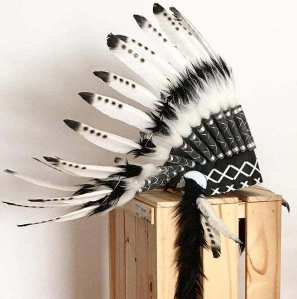 Capacete de penas da Índia American Indian Feather Headpiçal Feather Headwearwarwar Decoração Foto de Photo Cosplay1836018