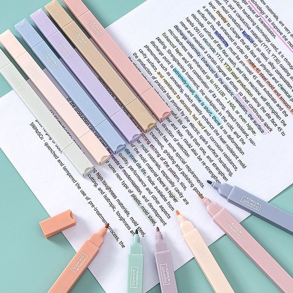 Pastel Highlighter Pen Conjunto Morandi Color Kawaii Marcadores marcadores