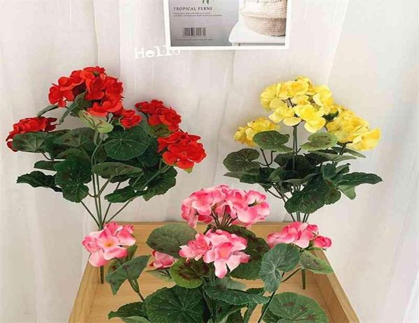 O outono ao ar livre artificial geranium vermelho arbustos de azalea de alta qualidade resistentes a UV Decoração de casa para Garden682234