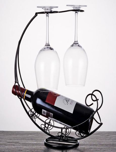 Creative Metal Wine Rack pendurado Vinho de vidro Porta de barra de suporte Stand Stand Stand Stand Bracket Bar Decor Decoração Fun Drop7546140