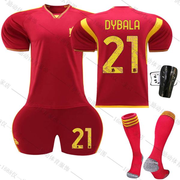 2324 Roma Home 90 Lucaku Football 21 Dibara Jersey Red Wolf Novo conjunto com meias