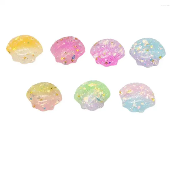 Fiori decorativi 20/50 pezzi Mix Colours Kawaii Glitter Resina Gradiente a conchiglia Flatback Cabochon Accessori per scrapbook per capelli fai -da -te per capelli fai -da -te