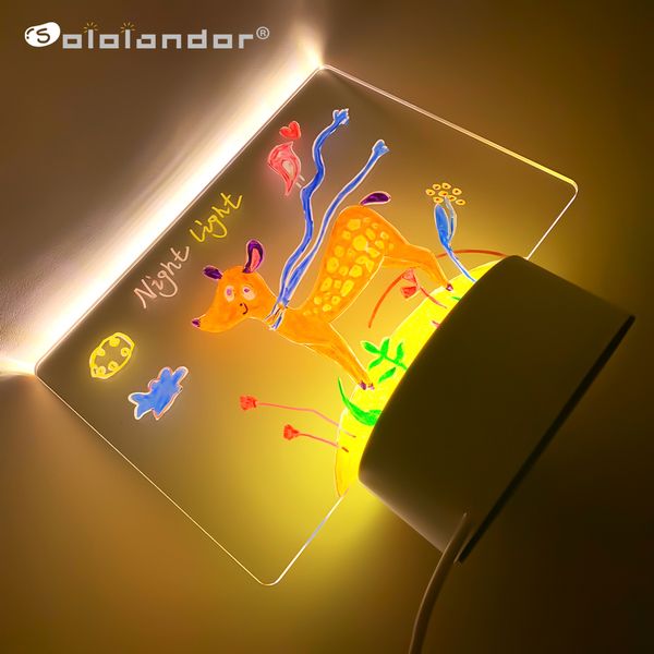 Calda tavola da disegno di luce su luce bianca/luce bianca LED LED LIGHT USB Bacheca, con 8 penne, adatto al regalo di compleanno per bambini