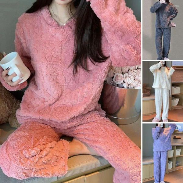 Casa abbigliamento autunno inverno kawaii cartone animato set di pigiami da donna pigiama calda flanella loung abbigliamento da sonno pijama mujer notturno abiti da casa