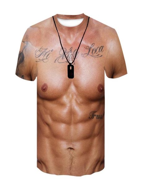 Magliette men039s men39s 3d cool muscle Abs ticlette divertenti allentate più dimensioni sottili slip sport tops 6xlmen039s5489968