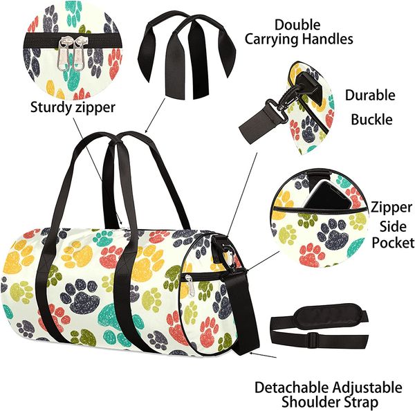 Paw Start Sport Duffel Borse, Pimbroppaggio Animal Duffle Bag Sports Gym Bag con zaino in borsa per la borsa da viaggio