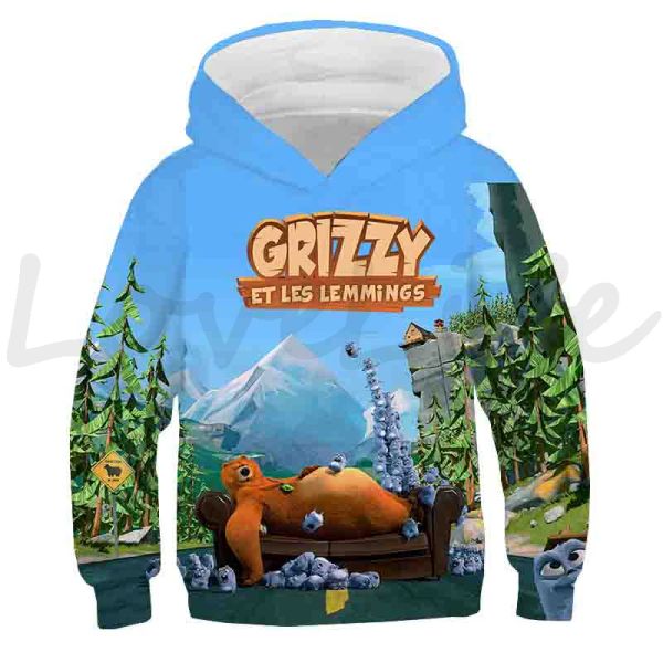 Çocuklar güneş ışığı boz ayı hoodies çocuklar gündelik sweatshirts üstleri sudadera erkek kızlar grizzy ve lemmings kazakları