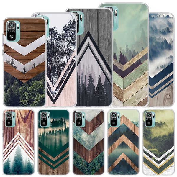 GEOMETRIA DE FLORESTA CASA BAIL SOFT NATUREZA PARA XIAOMI REDMI NOTA 11S 10S 12 11 10 Tampa do telefone 11t 11e Pro Plus 9 9S 8 8T 9T 7 Shell