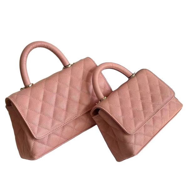 Bolsa de luxo para mulheres coco maçaneta saco de aba top caviar diamante rede de rede crossbody saco de hardware de ouro acolchoado bolsas de malas de bolsa de mal