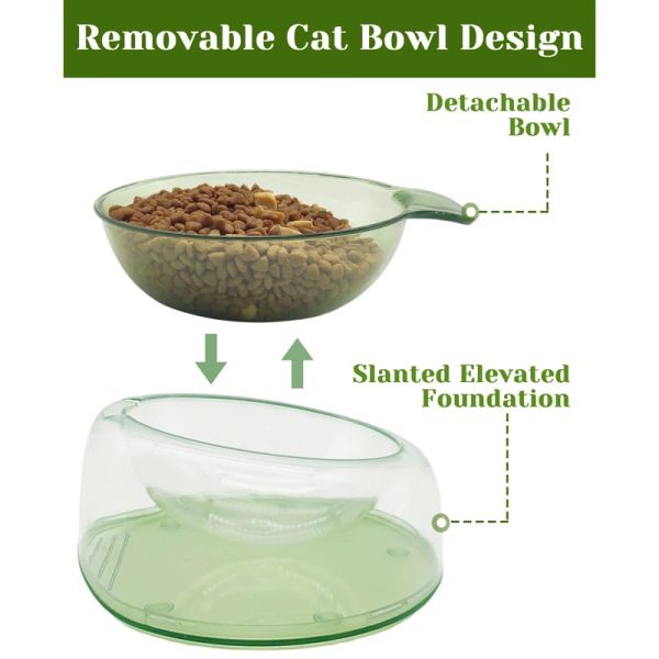 Benetaw Durável Tilted Raised Pet Bowl 2 em 1 não esquique sem derramar cachorrinho prato de gato alimentos água destacável tigelas de cachorro alimentador de animais de estimação