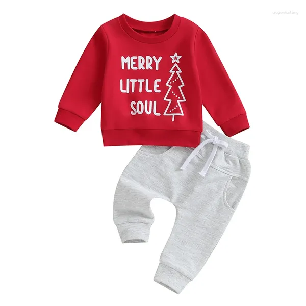 Roupas conjuntos de roupas de criança menino menino de natal letra de matriz longa Moletomarteira sólida calça de moletom da moda no outono