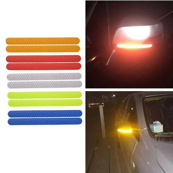 2pcs/set Auto Reflector Sticker Automobile Multi-color Retroview Stripello Riflettente Striscia automatica Esterno Accessori Proteggi Accessori