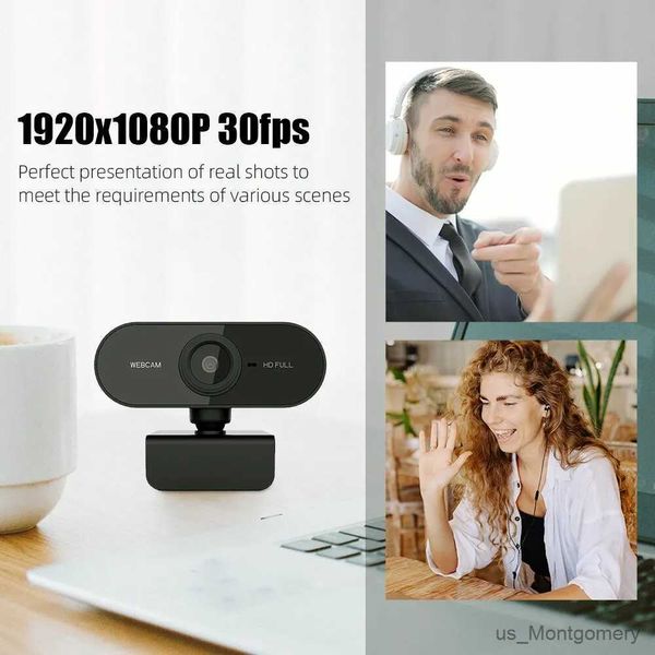 Webcams Full HD 1080p webcam USB com micro -computador Cameraflexible Rotatable for Laptops Desktop Webcam Camera Online Education