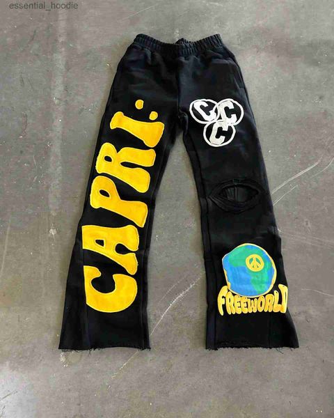 Calças femininas Capris Streetwear ProjectCapri Pants Sports Sports 2024 New Womens Y2K Trend Harajuku Hip Hop Fashion Punk rock calças de esportes amplas C240411