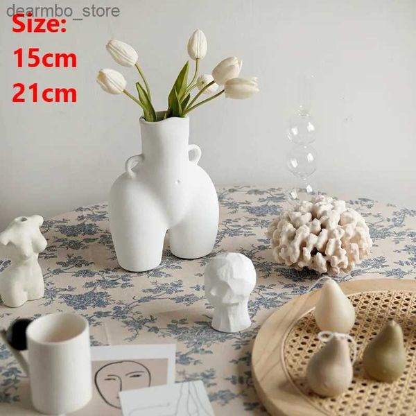 Artes e artesanato 15/21 cm Resina de vaso humano Butt Handicraft Furnishins Modern Home decoração vasos de flores para plantas internas L49