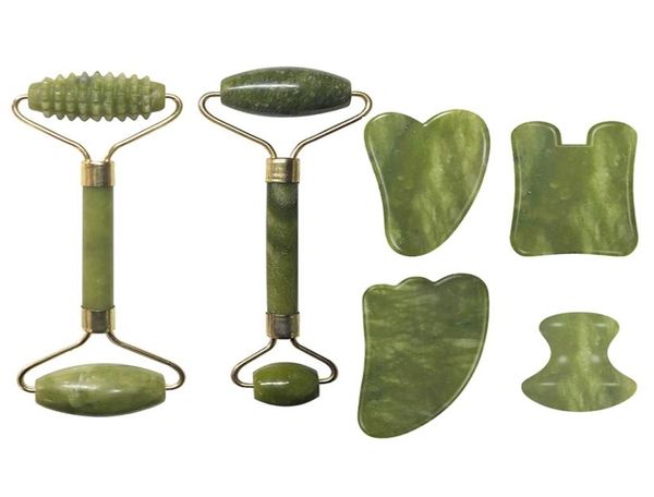 Natural Jade Roller Face Massager Real Stone Gouache Scraper Gesichtsmassagegeräte Jade Roller Guasha Massage Board Drop 8542934