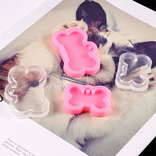 Silicone World Diy Diy Tag Dog Bone Keychain Fasting Silicone Mold Crafts Pingente Ferramentas de Crystal Epoxy Mold