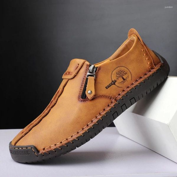 Sıradan ayakkabılar artı 50 erkek mokasenler el yapımı mokasenler zip açık slip-on erkek daireler mikrofiber sokak ayakkabı sürüşü