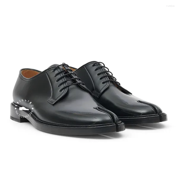 Vestido sapatos de vestido tabi novidade estilista de estilo up up derby de couro preto elegante homens artesanais casamento cor personalizada cor