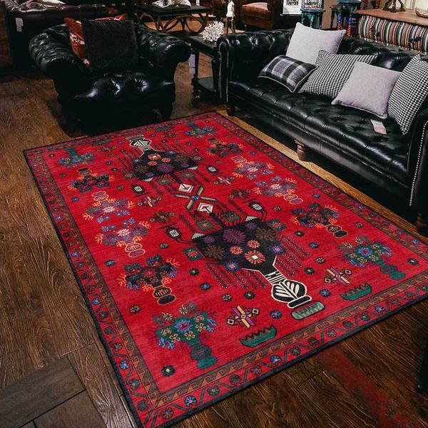2022 Neues afghanisches geometrisches exotisches ethnisches Stil dunkelrotes rotes schwarzes Wohnzimmer Schlafzimmer Teppich Nachtbodenmatte 160*230 cm