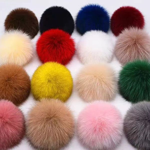 Luxo fofo de peles real pompom 9cm genuíno pompones de pele genuína bolas para chapéus bolsas de chave