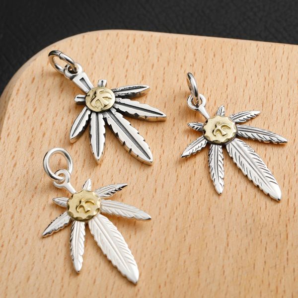 Gioielli in argento tailandese Maple Leaf 925 Collana in argento sterling Feather Takahashi Goro Vintage Indian Pendant Women Shipping Free Shipping