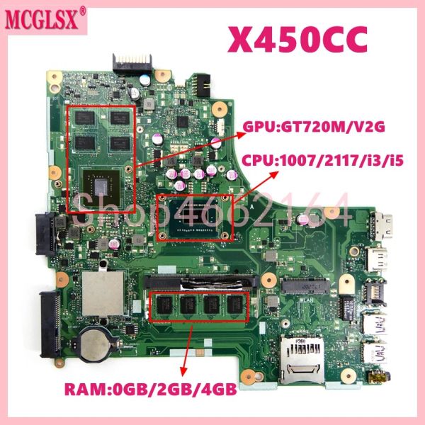 Placa -mãe x450cc 1007/2117/i3/i5 cpu 2g/4g ram uma placa -mãe laptop para laptop para ASUS x450vc x450cc x450c x450vp x450vb x450Ca mainboard