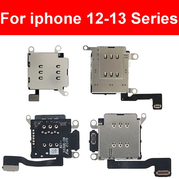 Bandeja de suporte para leitor de cartão SIM duplo para iPhone 13 12 mini 12 Pro Max SIM SIM SLOT SLOTELECTOR CONECTOR FLEX CABO REPARO PARTE