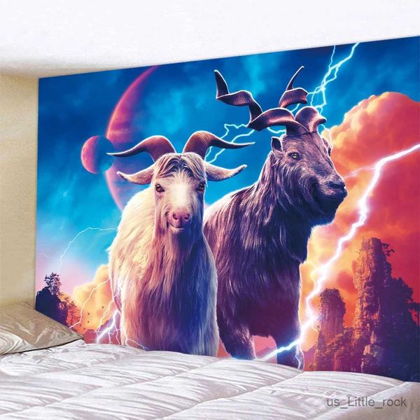 Tapestries Star Psychedelic Scene Sheep Sheep Dinosaur Wall Appedy Yoga Mat Batte da spiaggia Materasso Camera da letto Camera Decorazione per la casa R0411