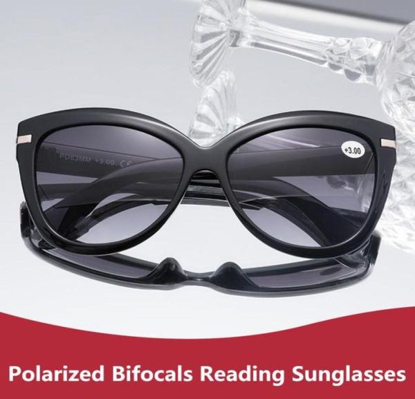 Luxury Cateye polarizzato Bifocal Reading Sun Glasses Women Presbyopia Esili per occhiali da sole Occhiali da sole Cat Eye Diopter da 10 a 307986490