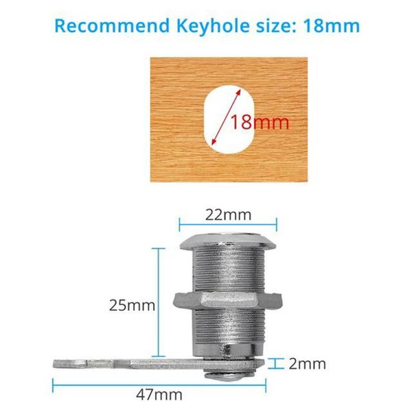 Cilindros Bloqueios Armário da porta Caixa de correio Padlock gaveta Cupboard Bloqueio com 2 teclas Cam travas para móveis hardware 16/20/2010/30mm