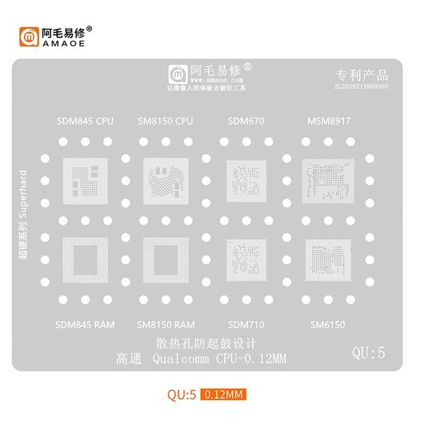 Amaoe CPU Qu Q888 Recolução universal de estêncil para qualcom MSM8996 Ferramentas de reparo de telefone Ferramentas de aço de malha de aço plantio