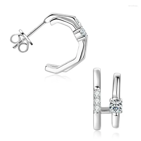 Orecchini per borchie Zfsilver Fashion S925 Silver Moissanite Classic Exquisite Double Double Oreger per incantesimi Accessori per donne Regali di gioielli