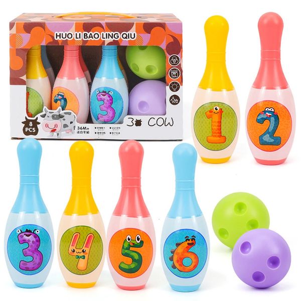 Bowling Set Education Toys für Kinder Kleinkinder Tiernummer Lernen Indoor -Outdoor -Sportspiele für Babygeschenk 240409